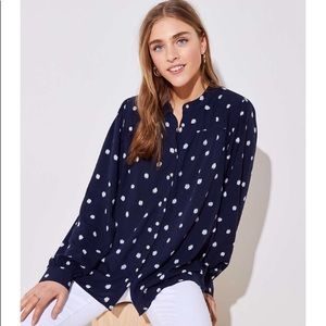 💙 LIKE NEW 💙 LOFT Ikat Dot Shirred Yoke Blouse S